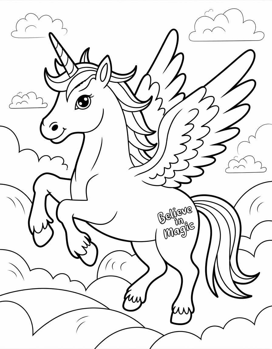 unicorn pegasus coloring page