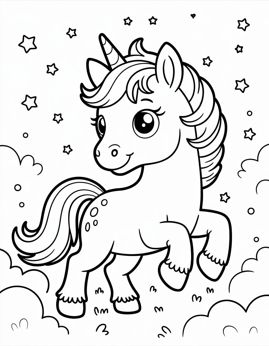 unicorn pony coloring page