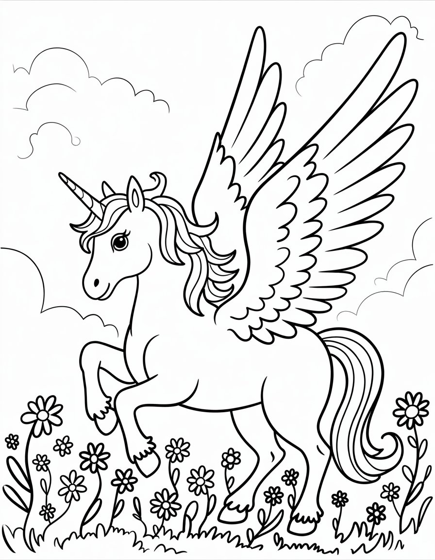 unicorn wings coloring page