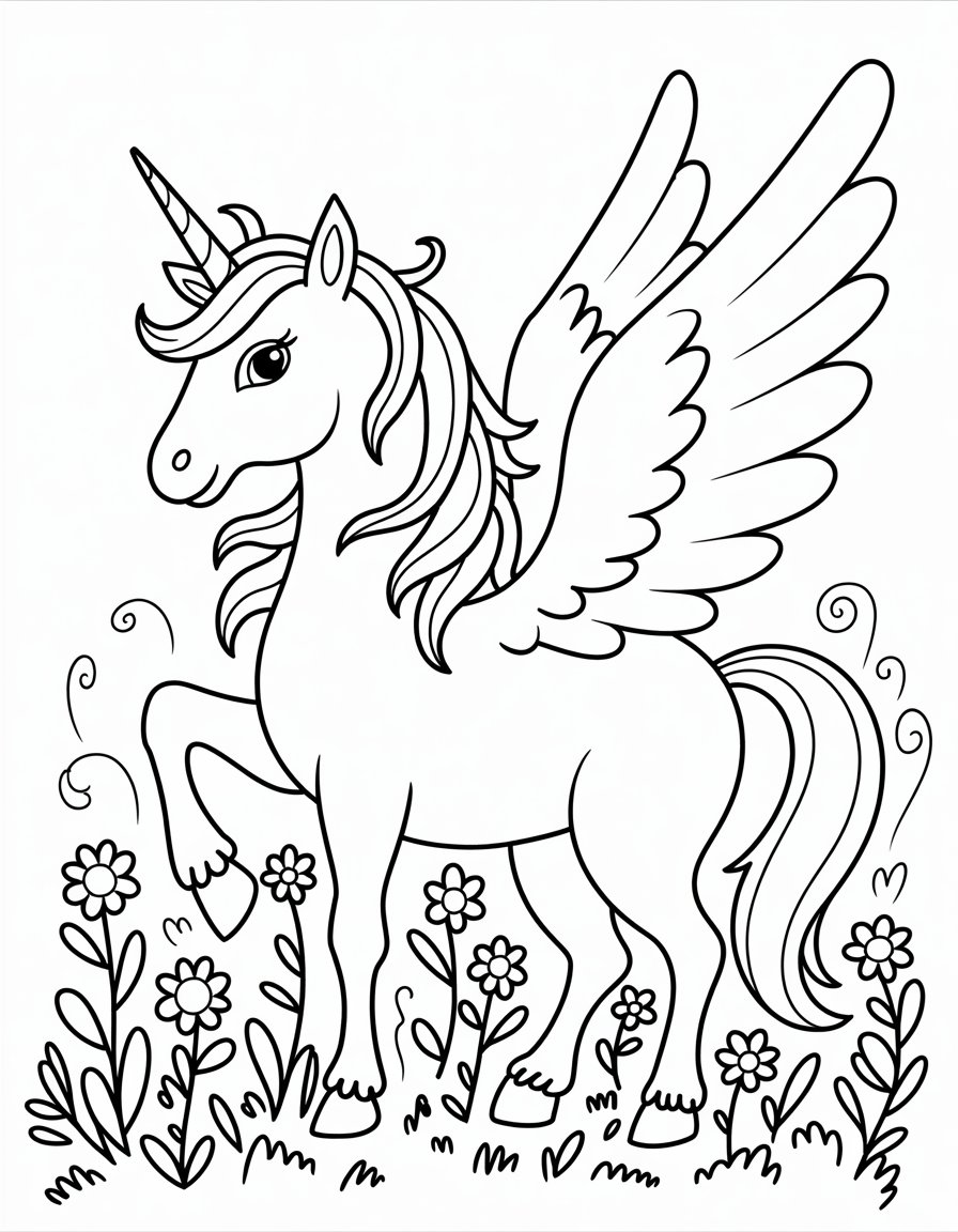 unicorn with wings coloring page