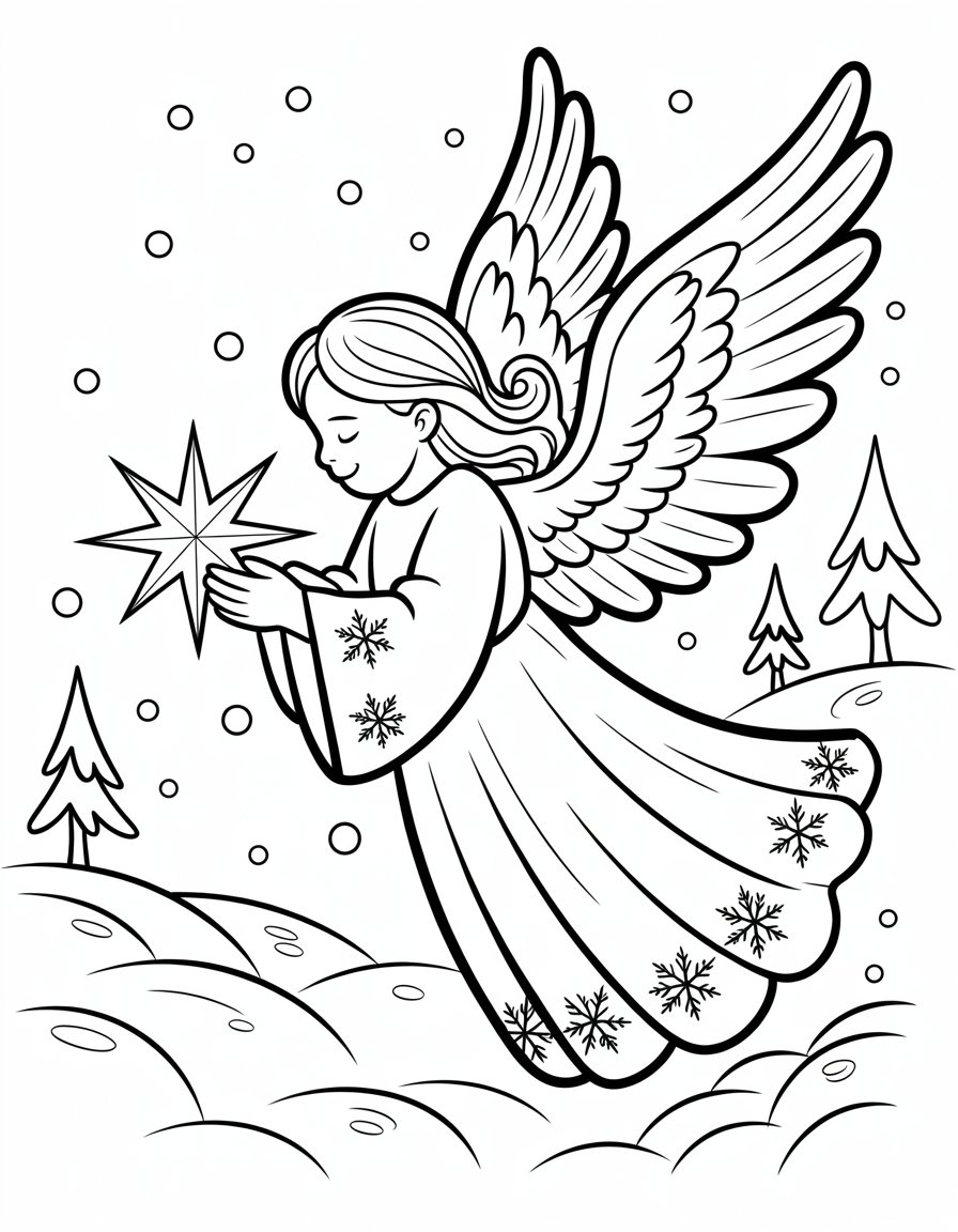 winter angel coloring page