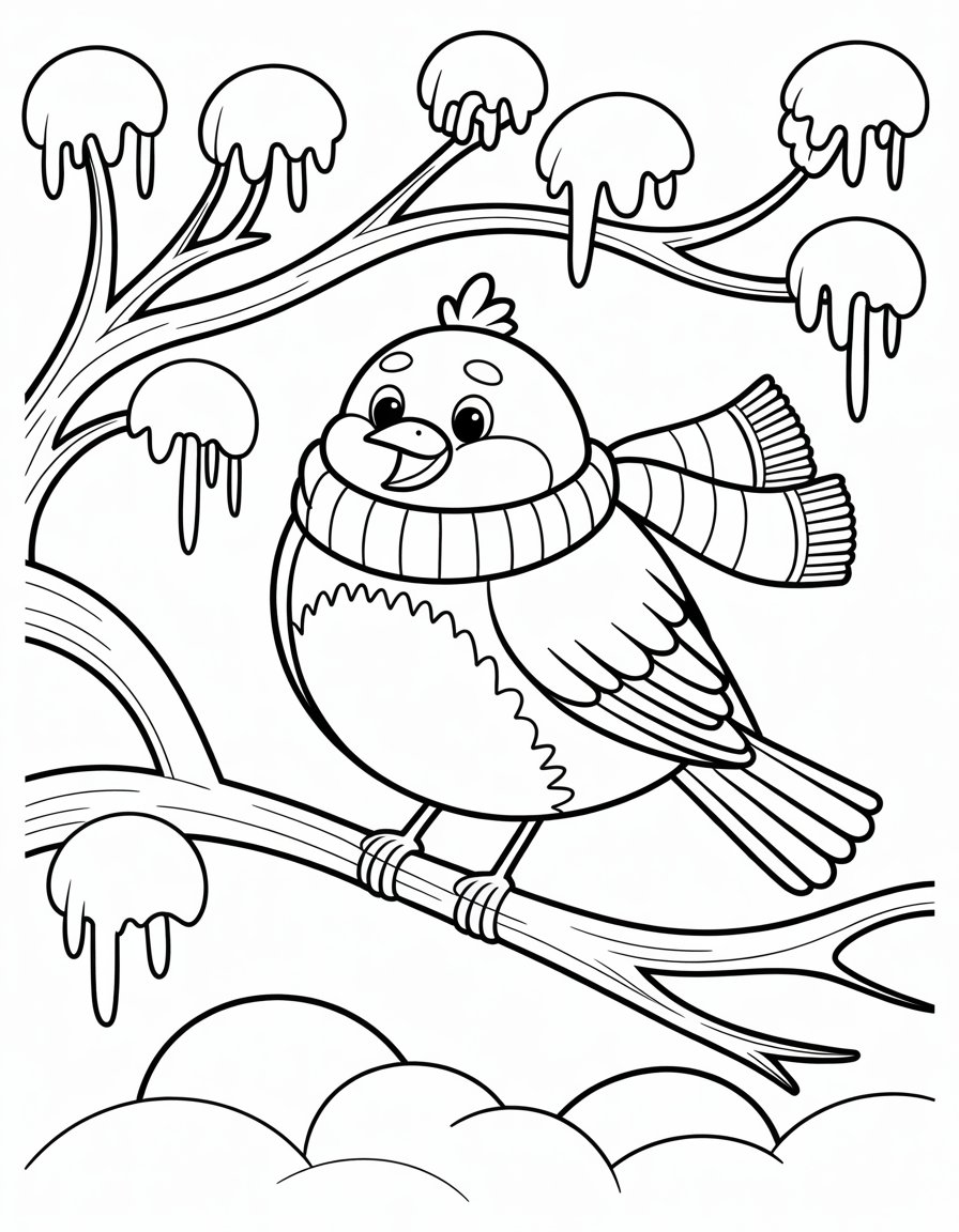 winter bird coloring page