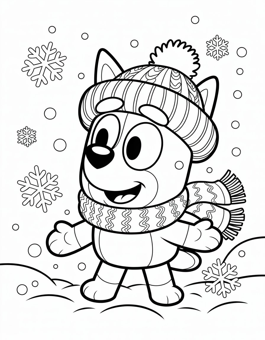 winter bluey coloring page