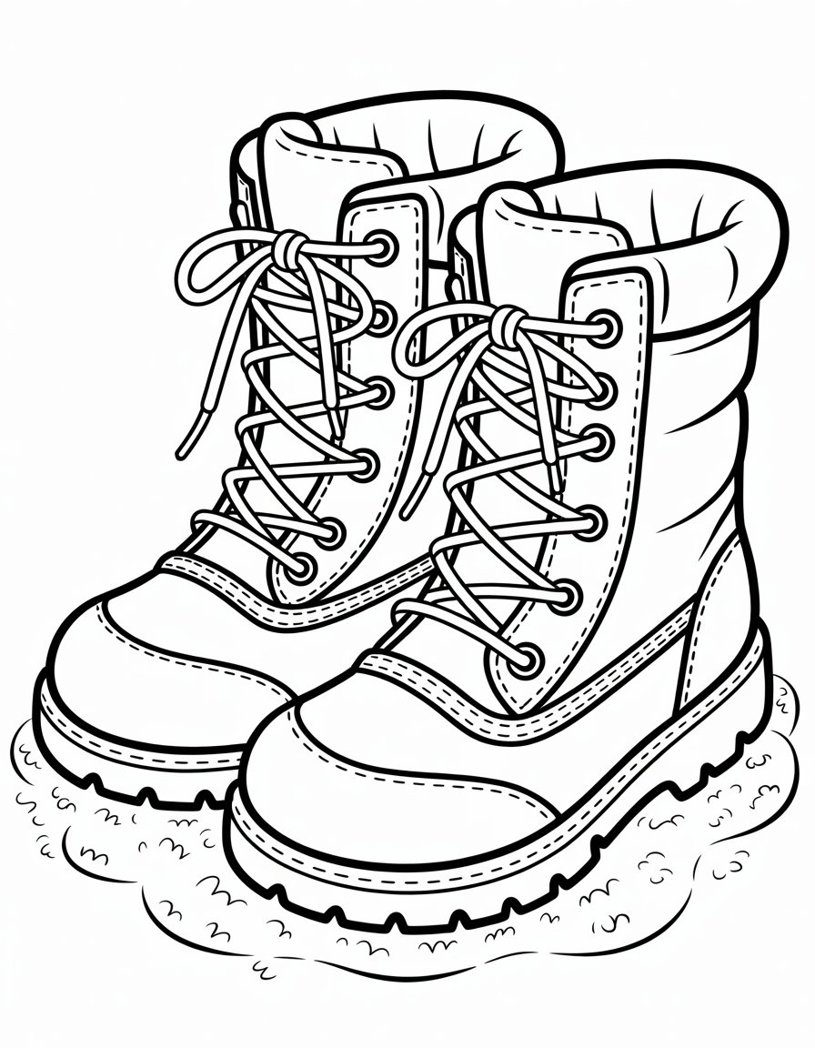 winter boots coloring page