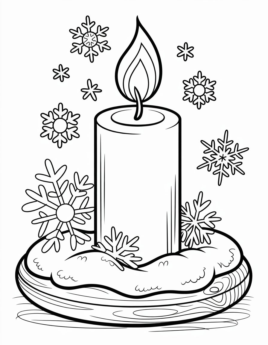winter candle coloring page