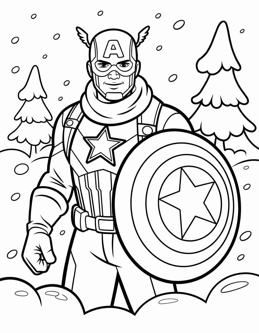 winter captain america coloring page