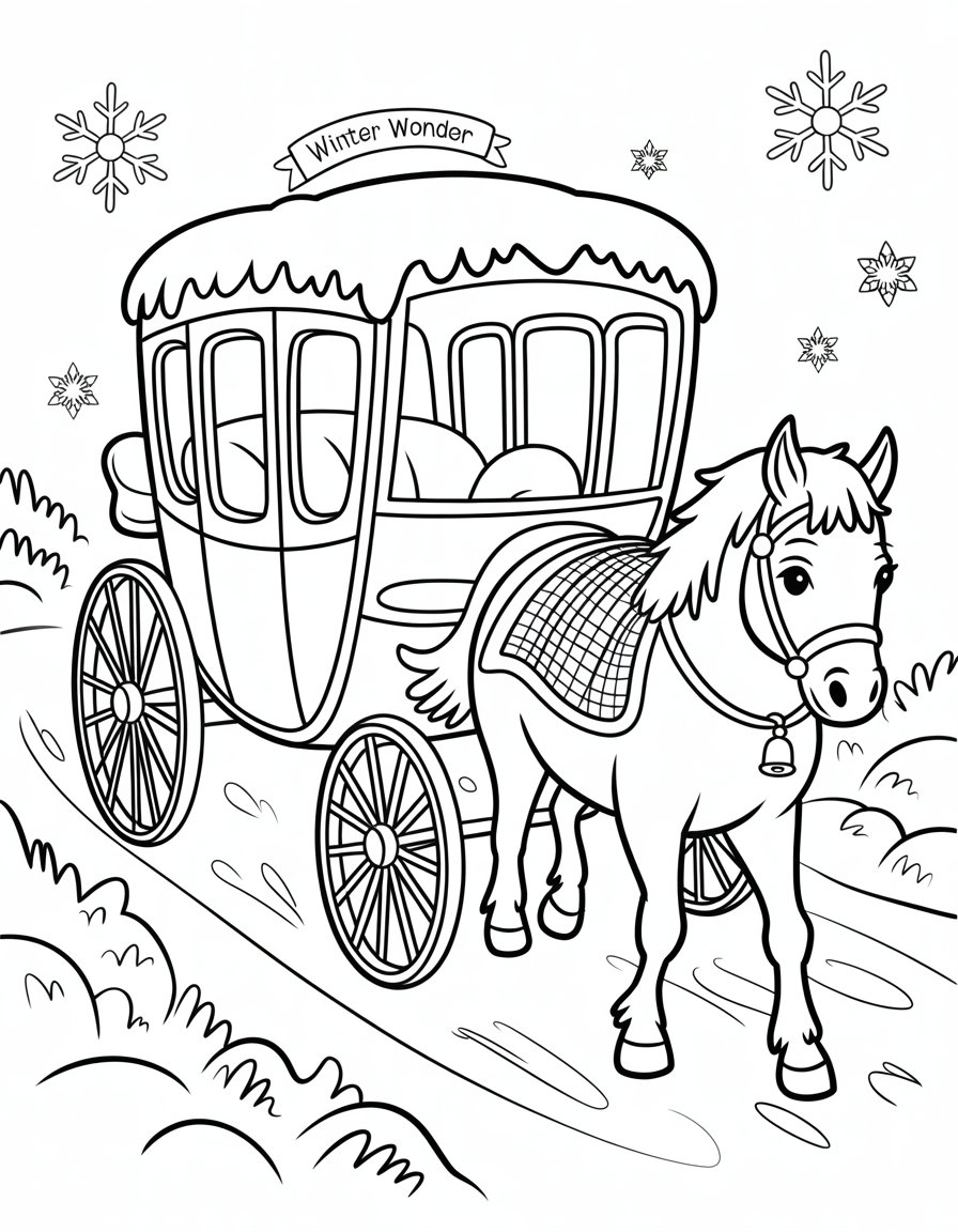 winter carriage coloring page