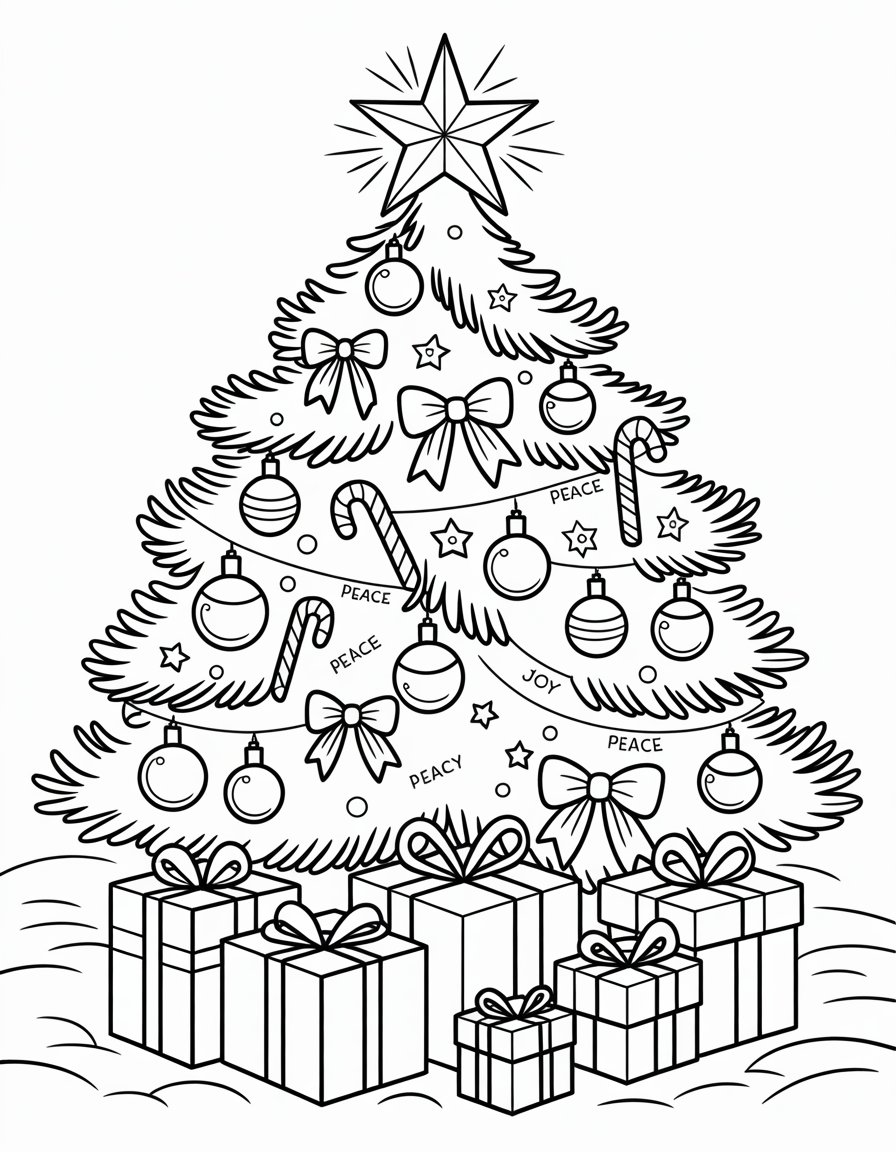 winter christmas tree coloring page