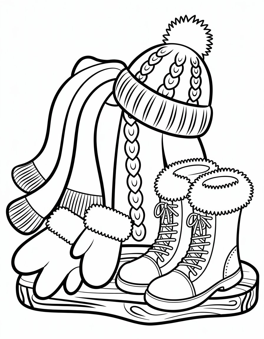 winter clothes coloring page