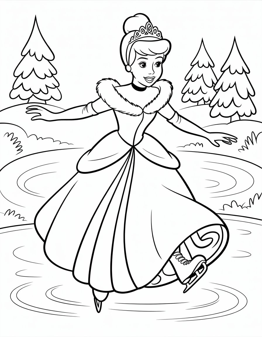 winter disney princess coloring page