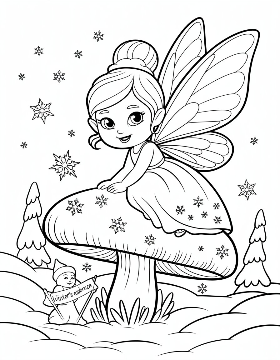 winter fairy coloring page
