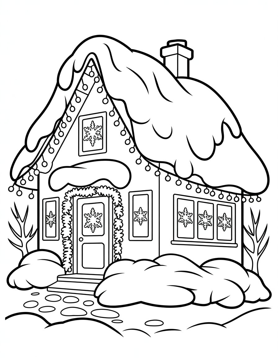 winter holiday lights coloring page