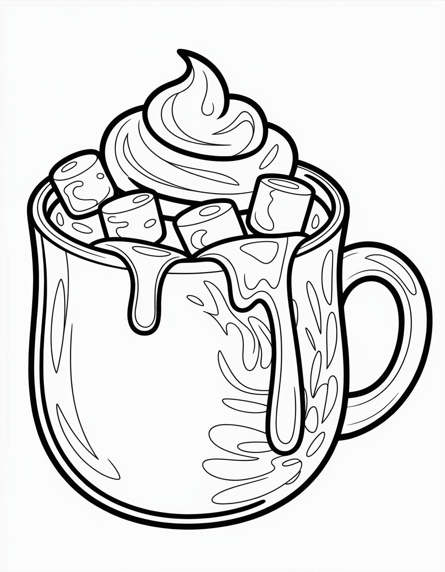 winter hot chocolate coloring page