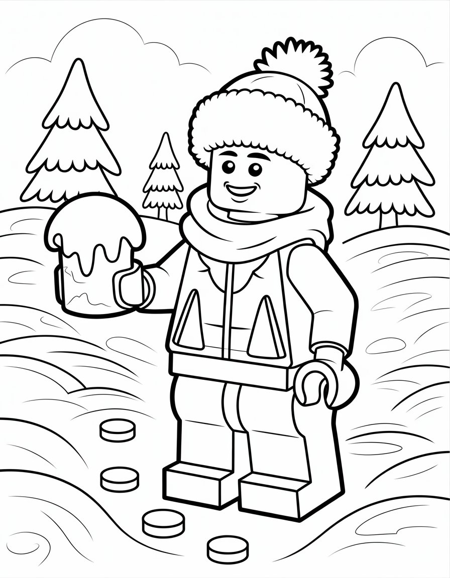 winter lego coloring page