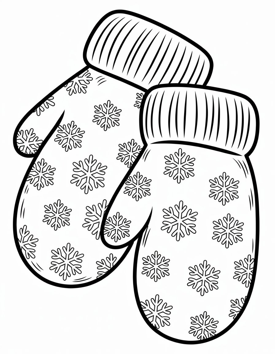 winter mittens coloring page
