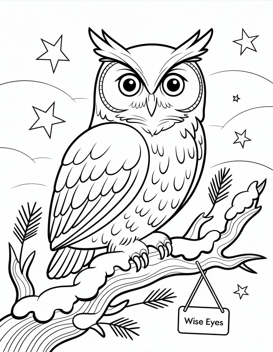 winter owl coloring page