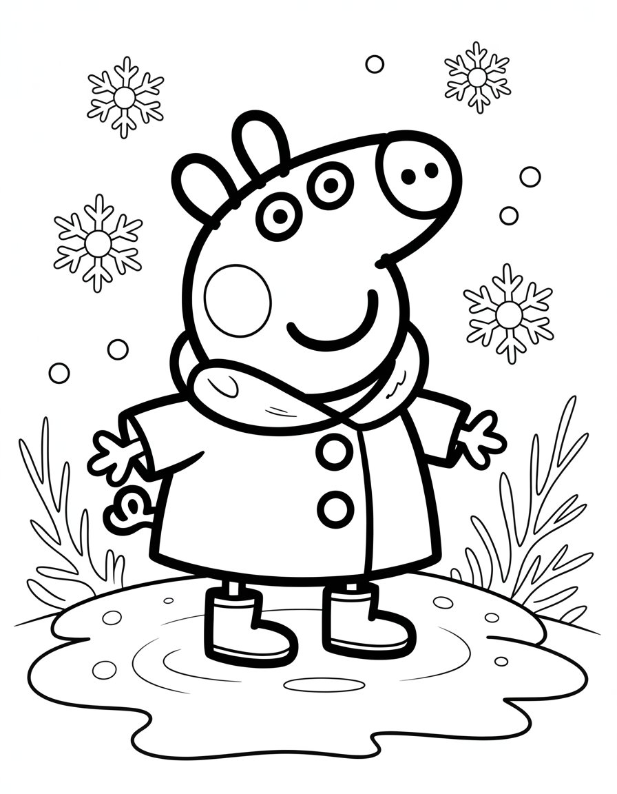 winter peppa pig coloring page