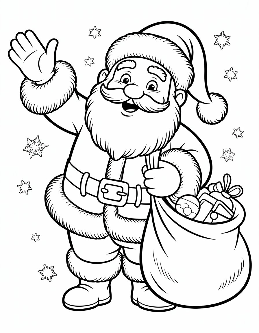 winter santa coloring page