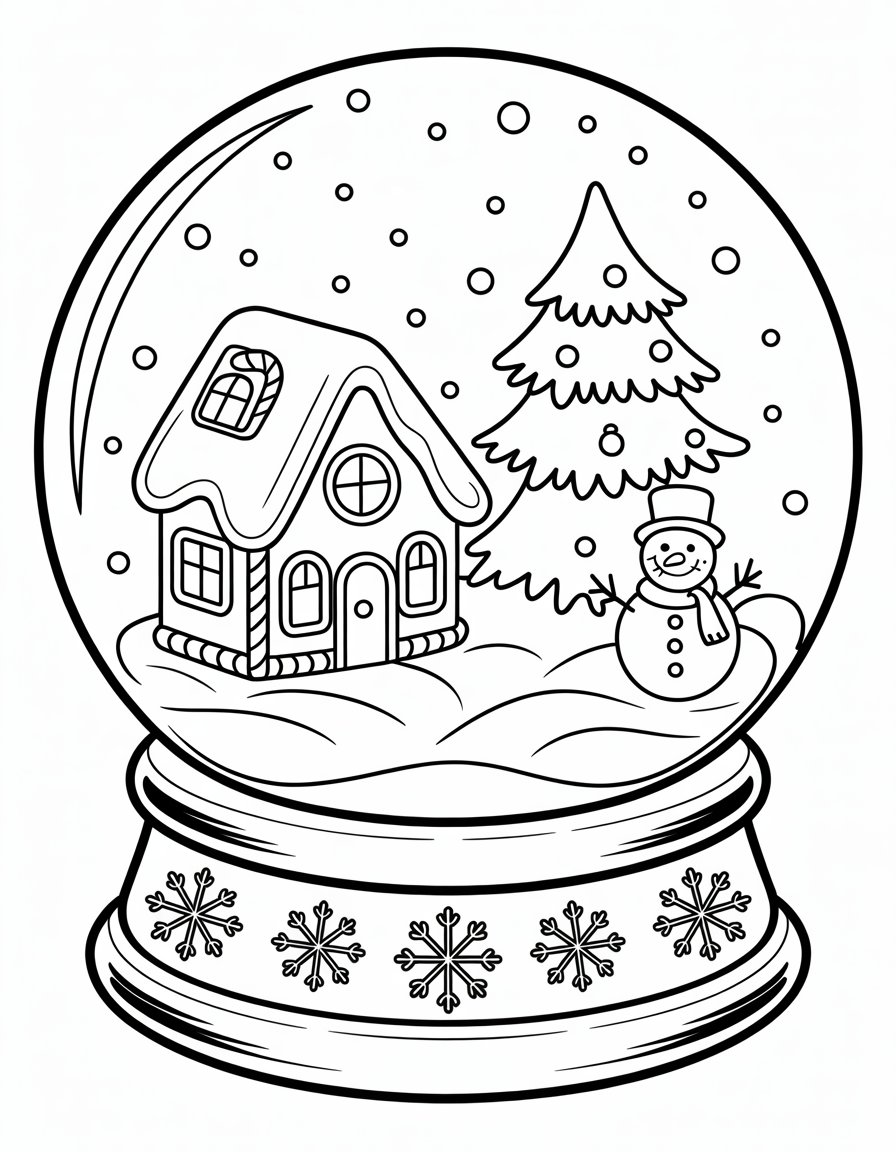winter snow globe coloring page