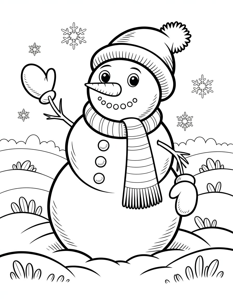 winter snowman coloring page