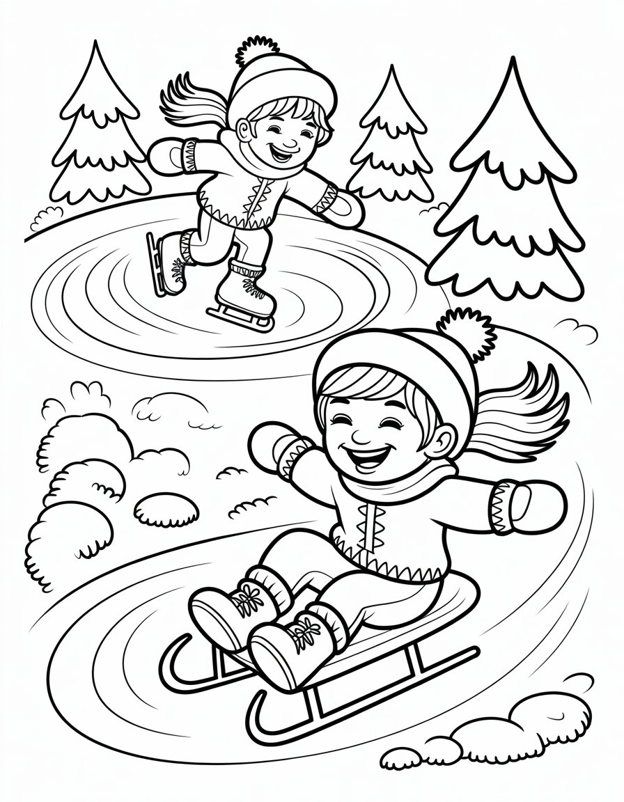winter sports coloring page