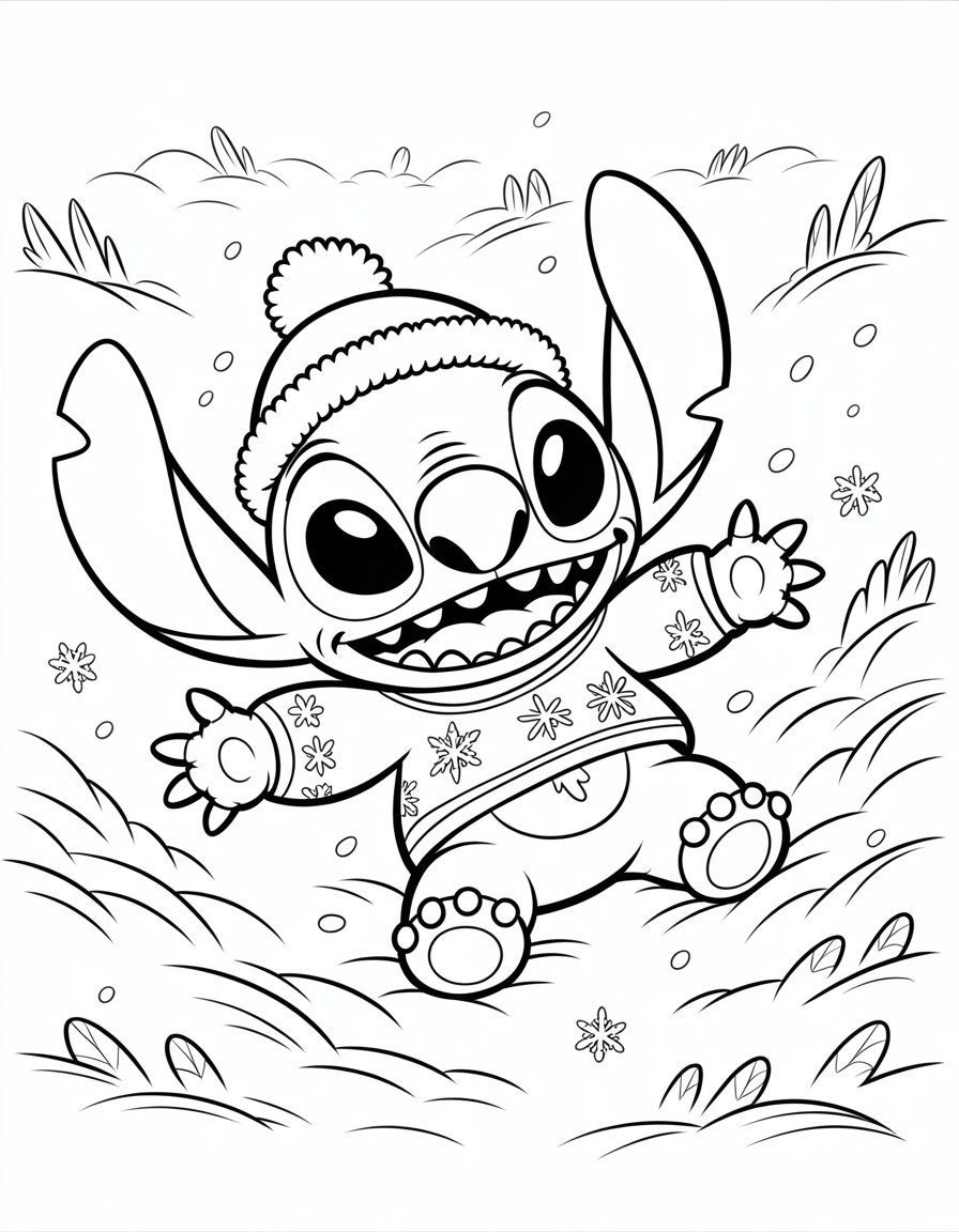 winter stitch coloring page