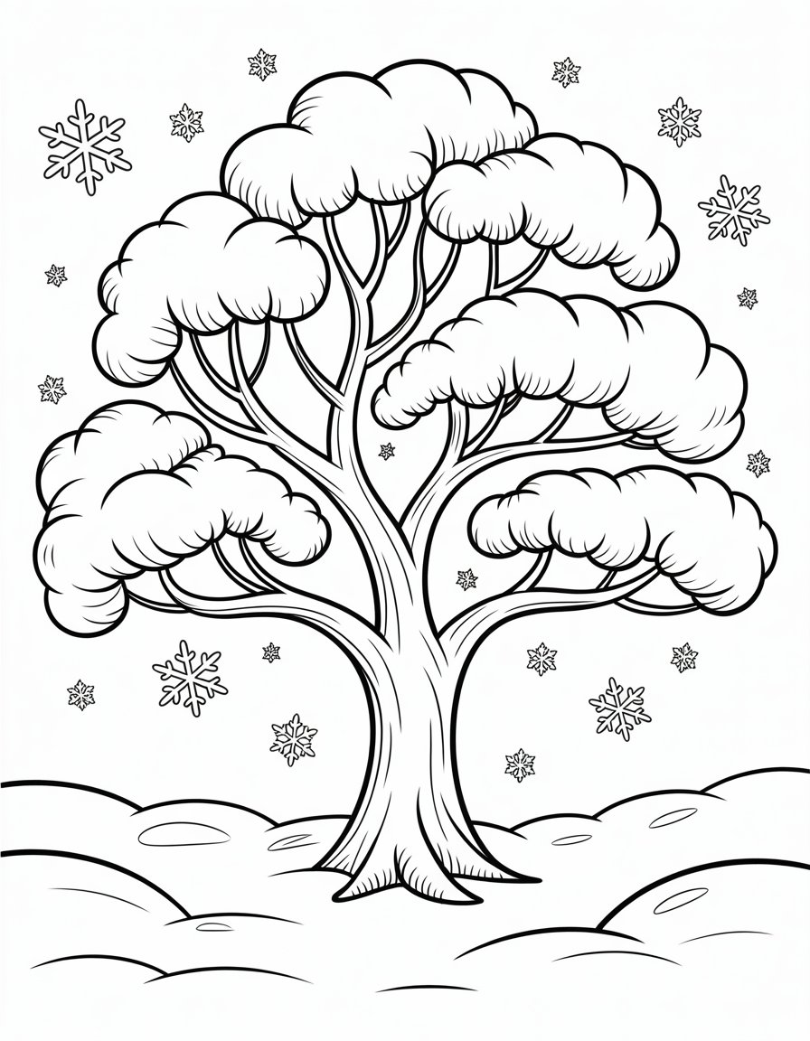 winter tree coloring page
