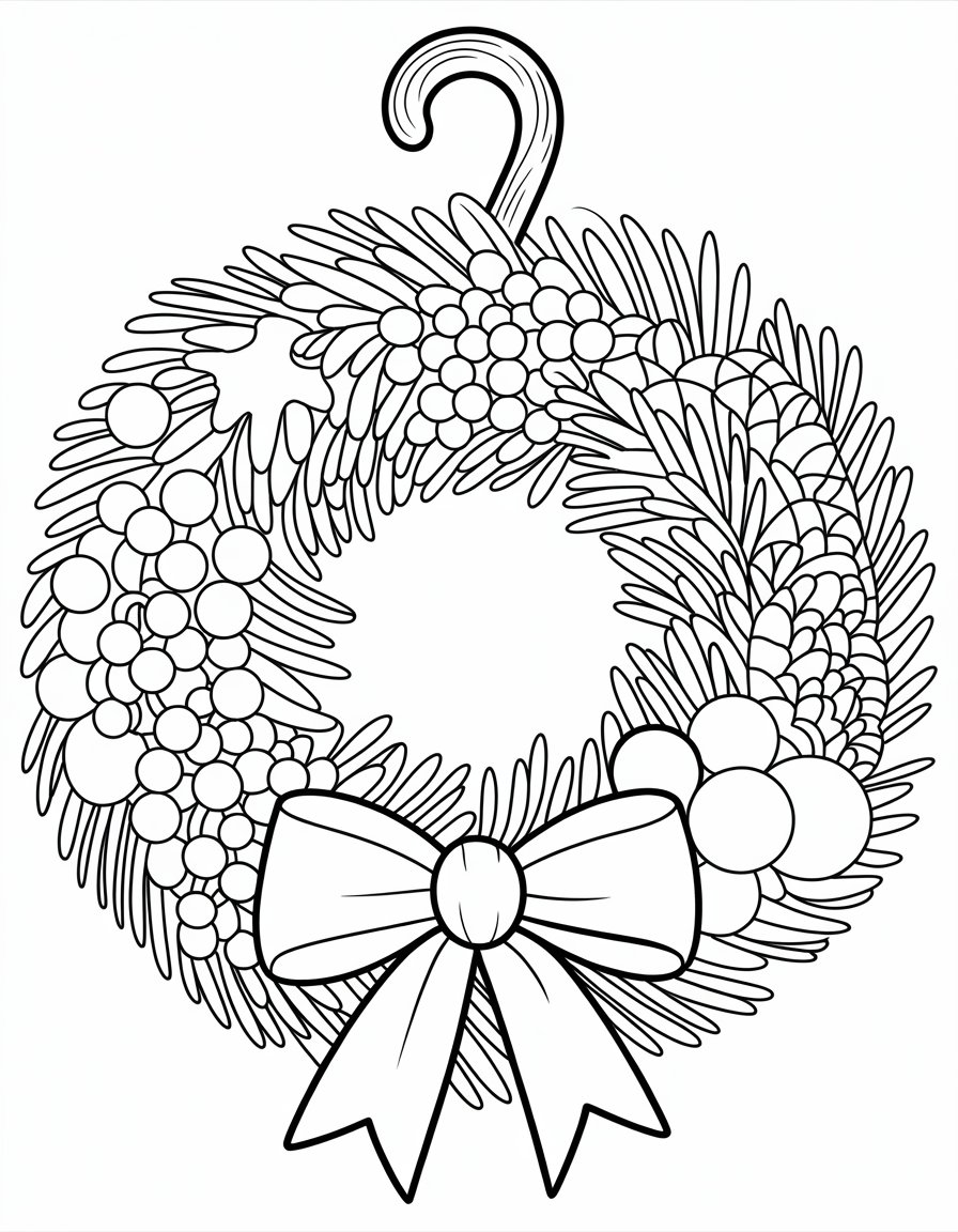 winter wreath coloring page