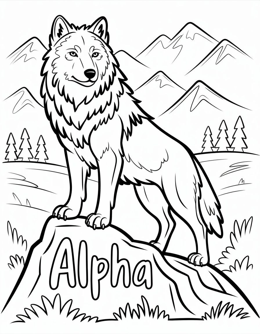 alpha wolf coloring page
