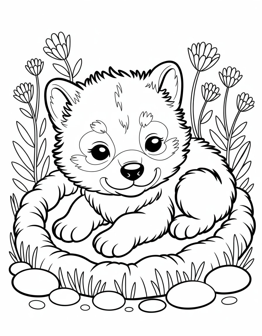 baby wolf coloring page