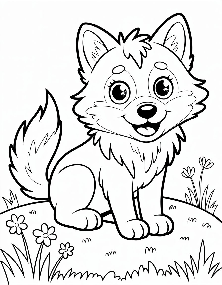 cartoon wolf coloring page