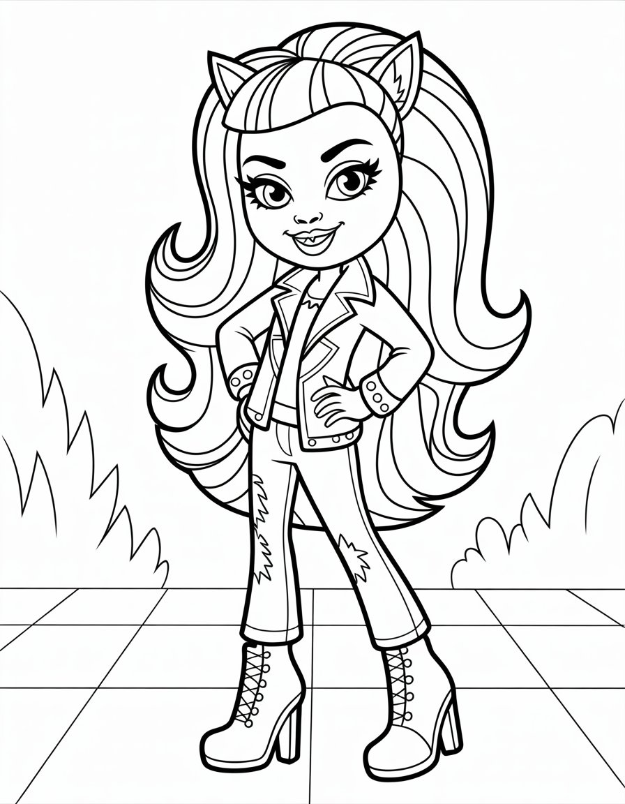 clawdeen wolf monster high coloring page