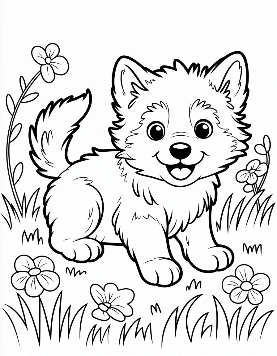 cute wolf coloring page