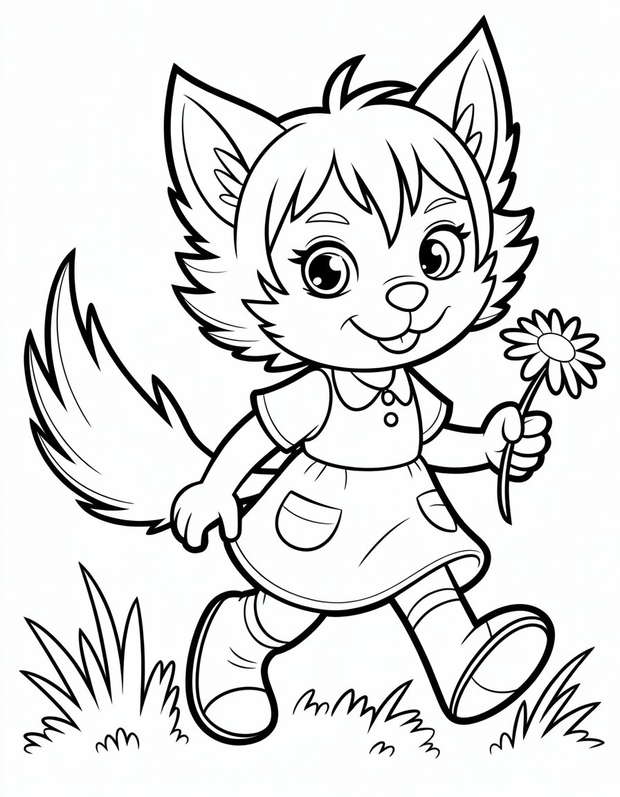 girl werewolf coloring page