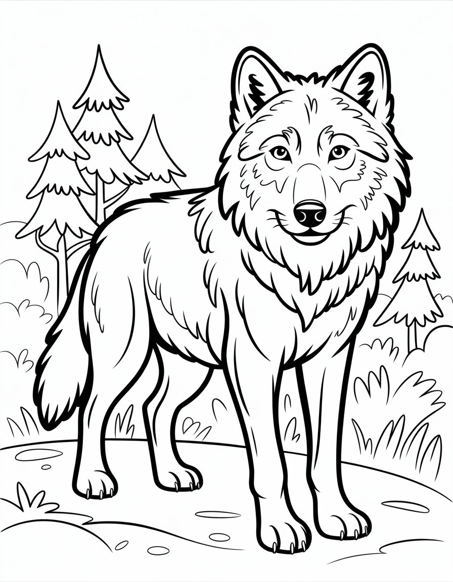 gray wolf coloring page