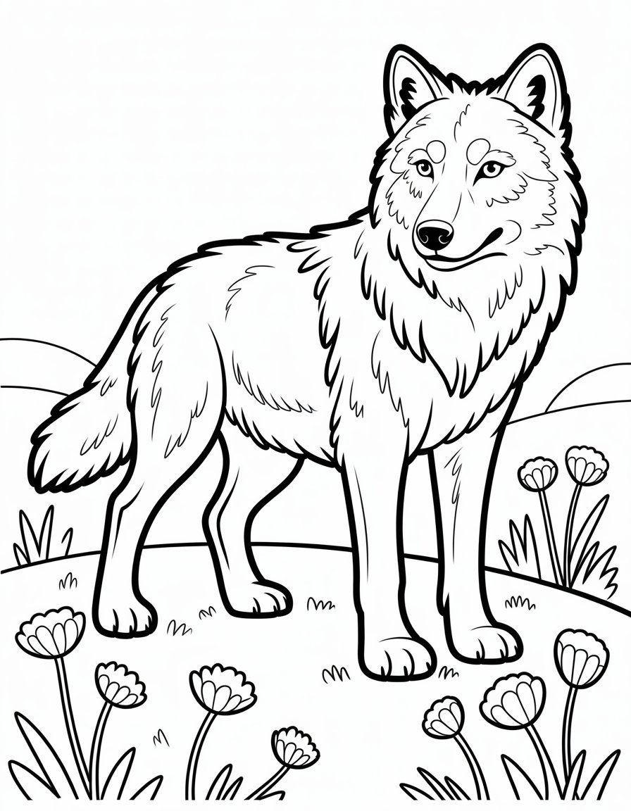 grey wolf coloring page