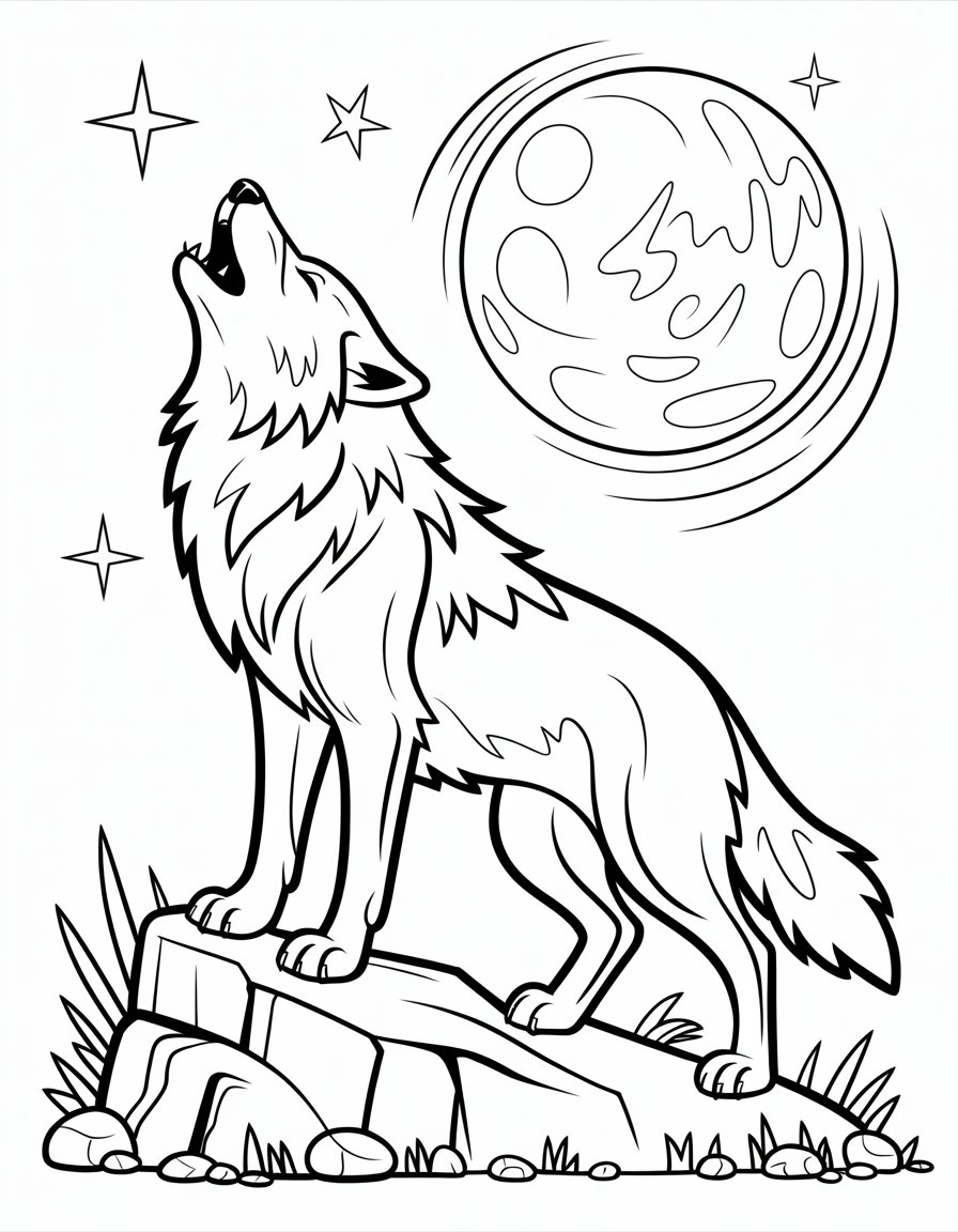 howling wolf coloring page