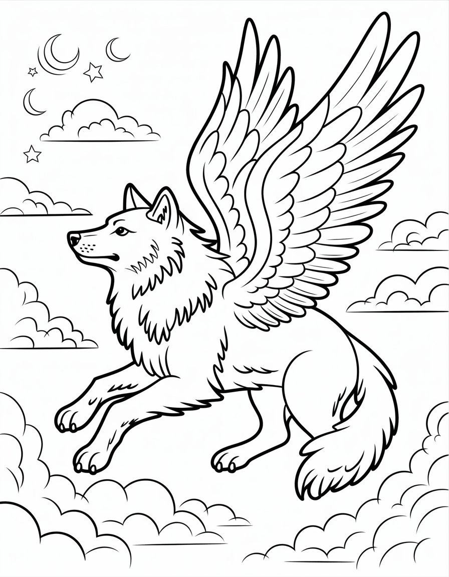 mythical wolf coloring page