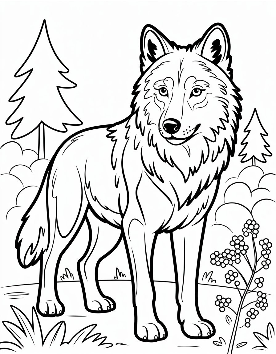 red wolf coloring page