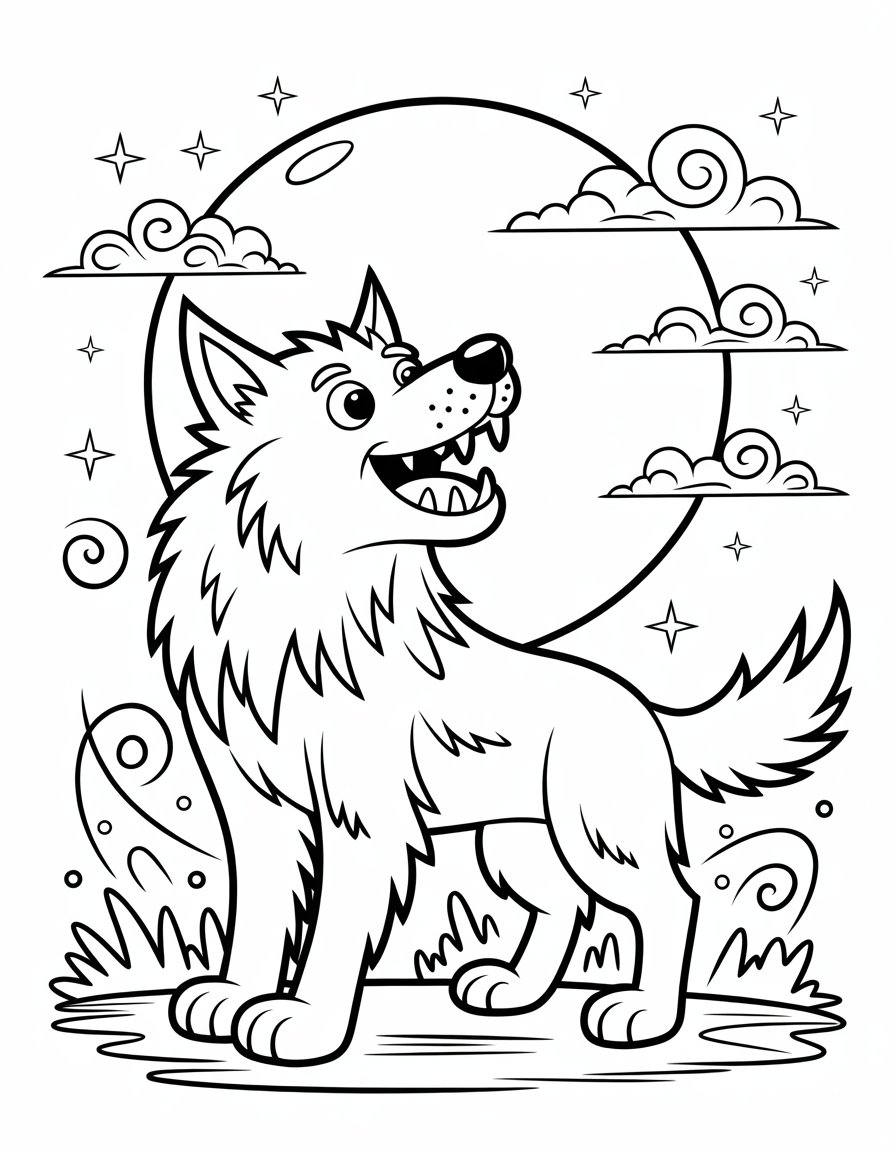 scary werewolf coloring page