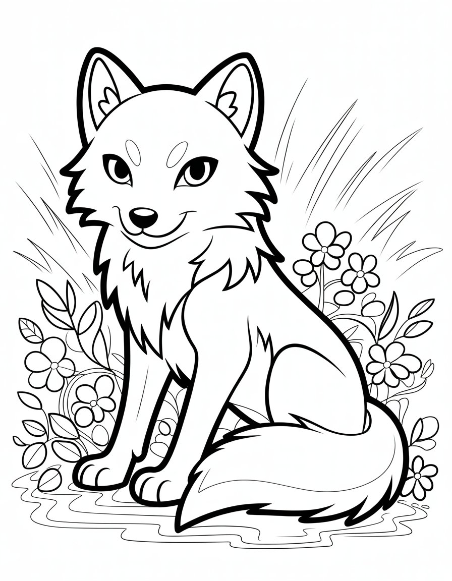 wolf anime coloring page