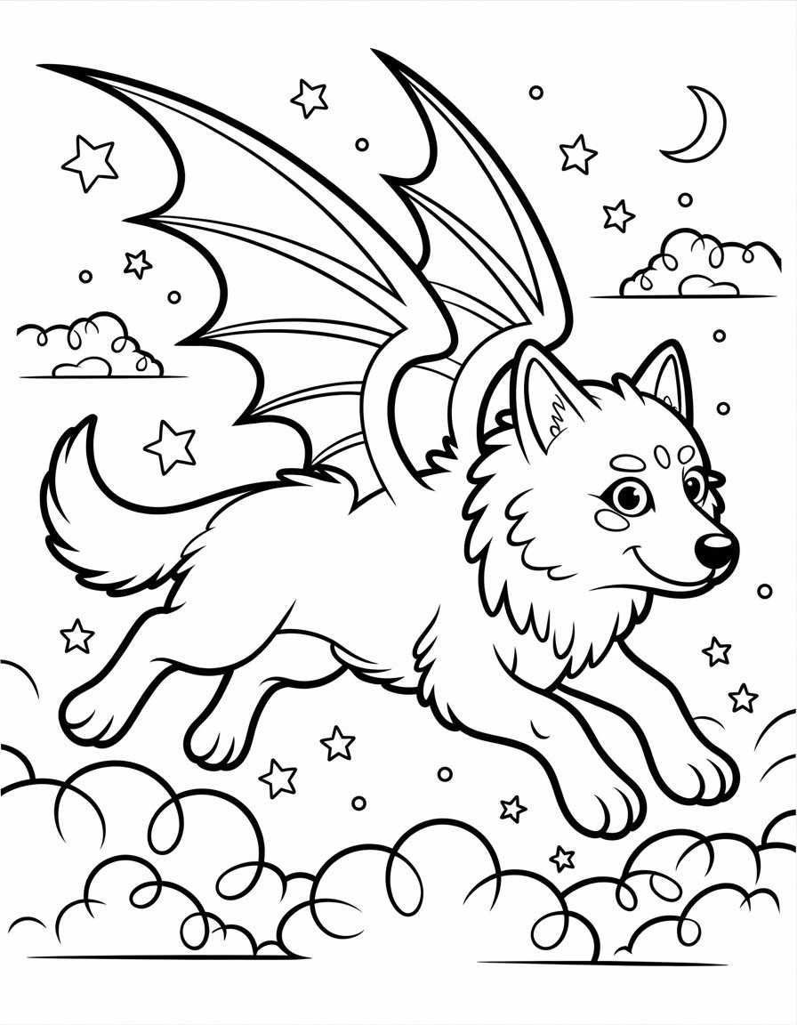 wolf dragon coloring page