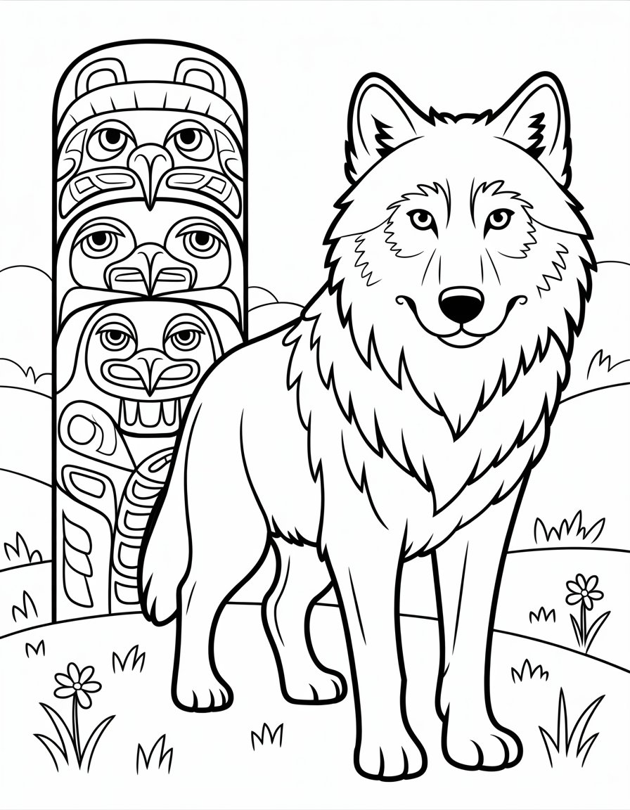 wolf native american coloring page