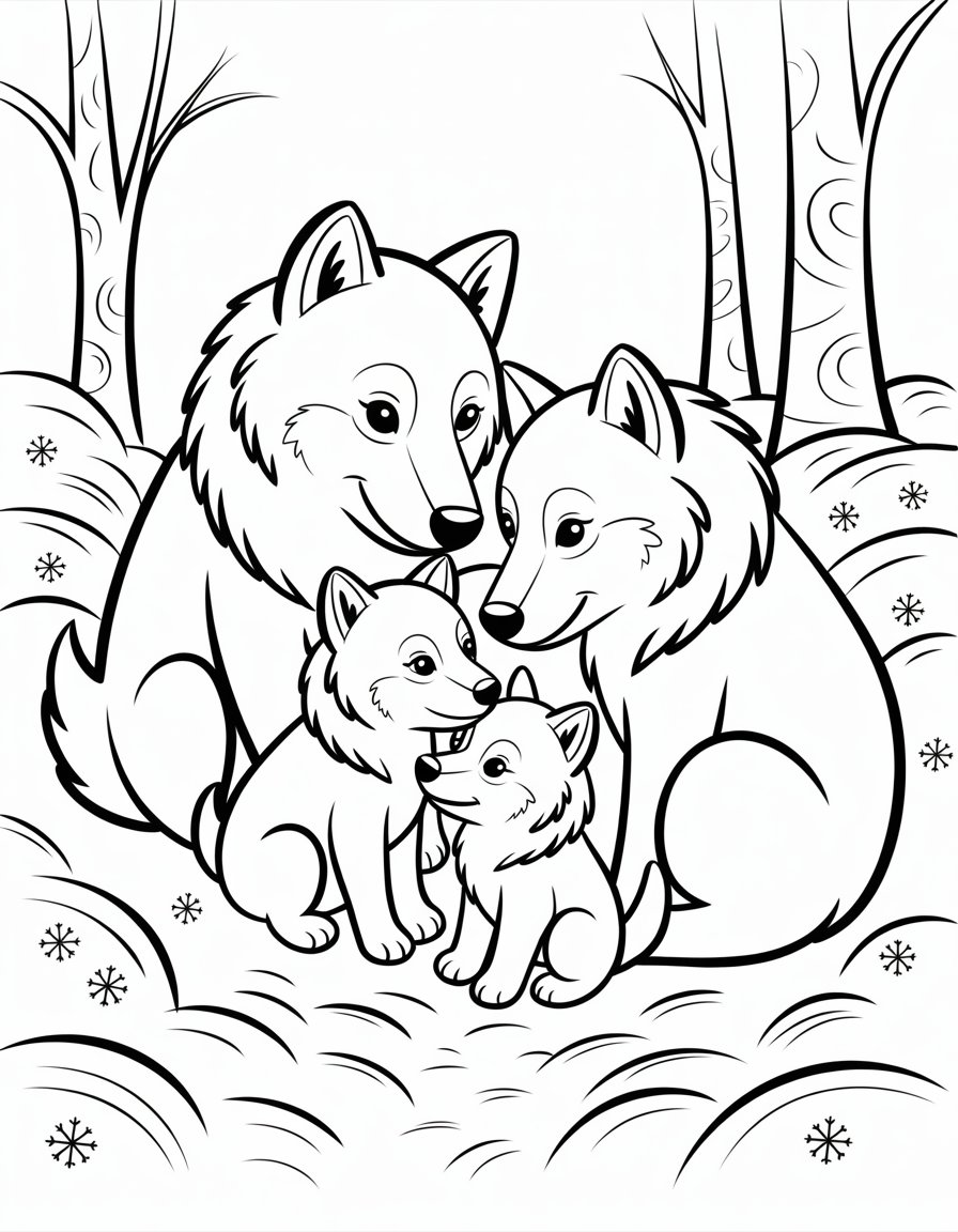 wolf pack coloring page